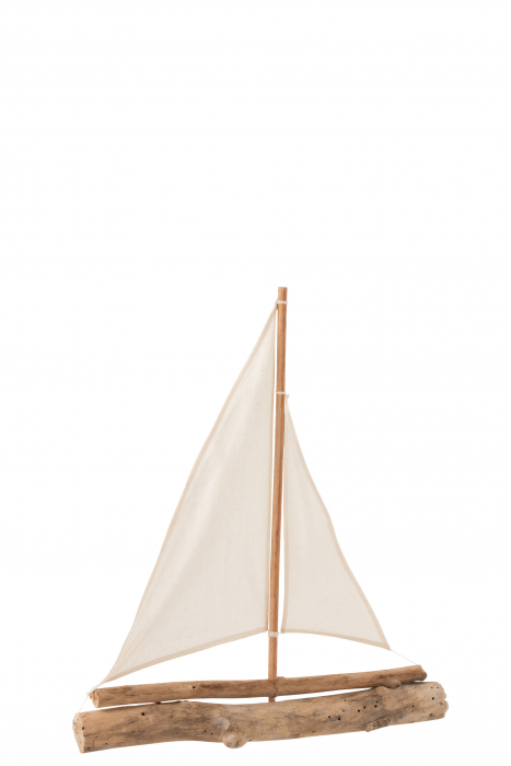Decoratiune barca vapor, Lemn, Natural, 51x8x60 cm
