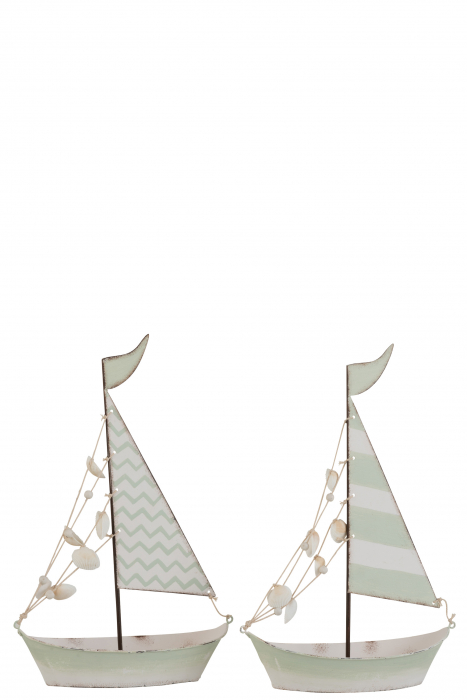 Poza Decoratiune barca vapor, Metal, Verde, 21.5x8x31.5 cm