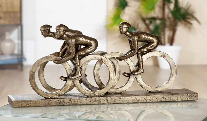 Decoratiune Bicyclist, rasina, auriu, 45.5x20x9.5 cm
