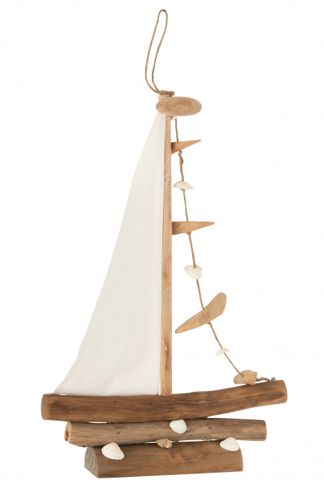 Decoratiune Boat, Lemn, Natural, 36x8x55.5 cm