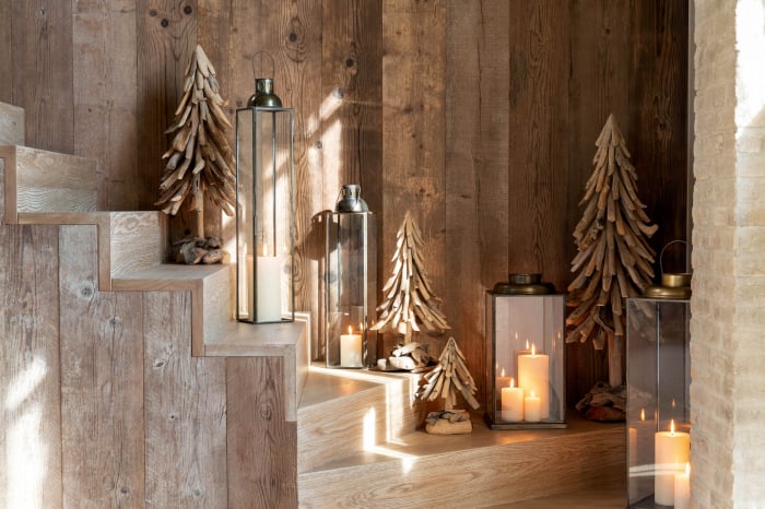 Decoratiune Brad de Craciun, bucati din lemn, natur, L [1]