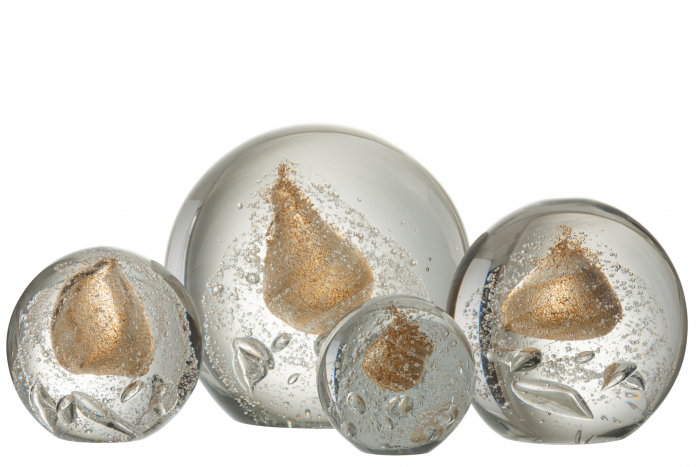 Decoratiune Bubble, Sticla, Auriu, 17x17x17 cm [3]