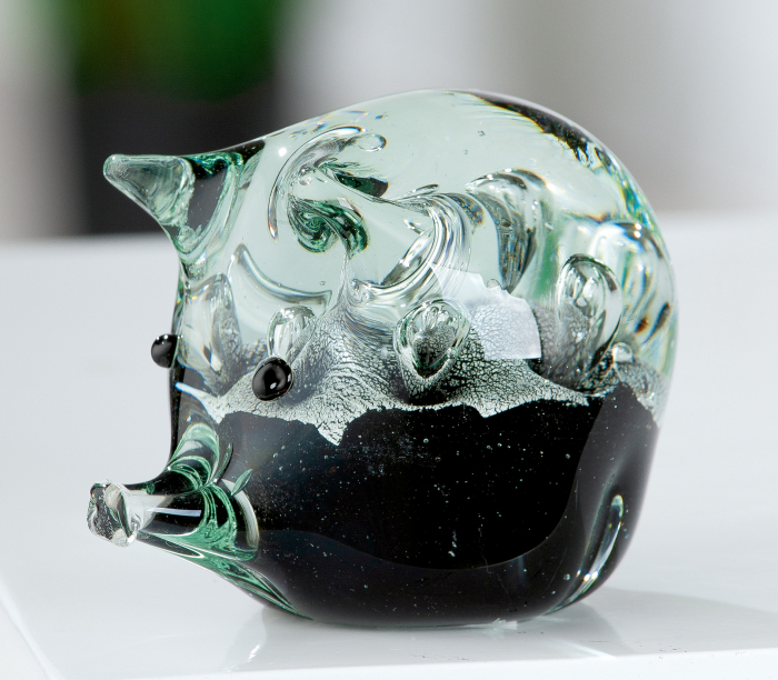 Decoratiune Bubble, Sticla, Negru Transparent, 11x7.5x8.5 cm