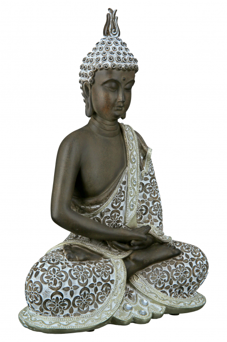 Decoratiune Buddha Mangala, Rasina, Argintiu, 20x29x10 cm [3]