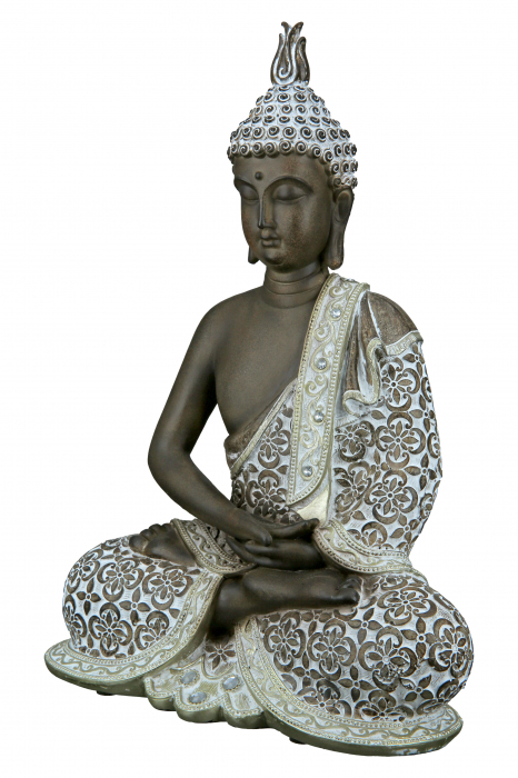 Decoratiune Buddha Mangala, Rasina, Argintiu, 20x29x10 cm [4]