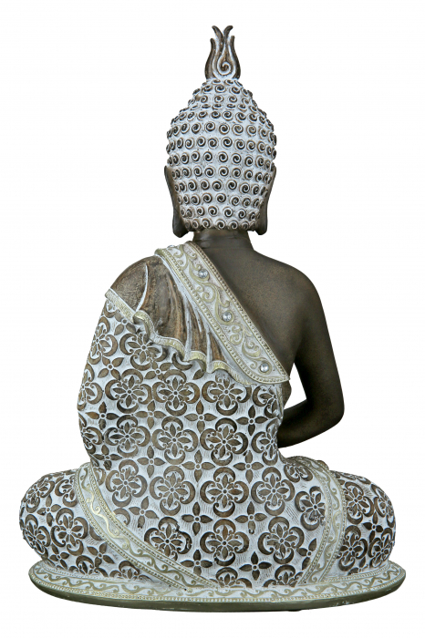 Decoratiune Buddha Mangala, Rasina, Argintiu, 20x29x10 cm [2]