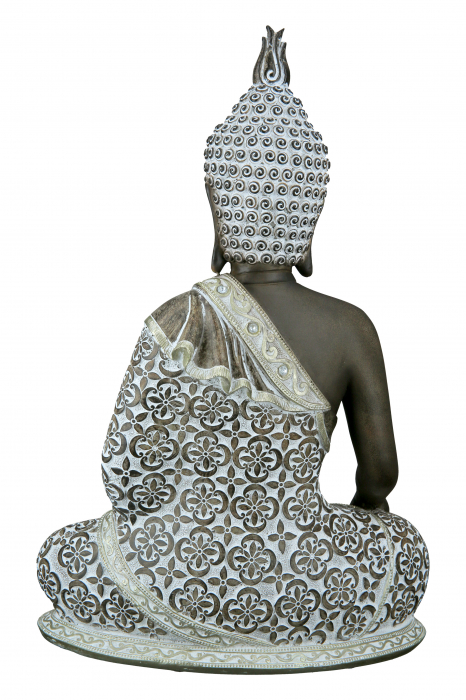 Decoratiune Buddha Mangala, Rasina, Argintiu, 24x35x12 cm [2]