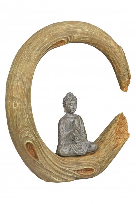Decoratiune Buddha, Rasina, Maro/Argintiu, 20.5x22x6 cm [2]
