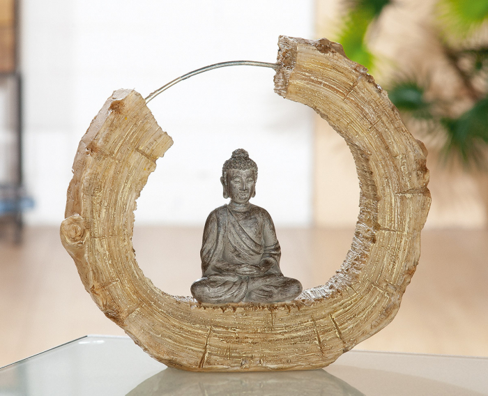 Decoratiune Buddha, rasina, maro gri, 22x19x5 cm