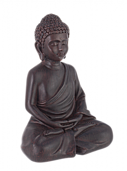 Decoratiune Buddha Sitting, Rasina, Negru, 19.3x14.1x26.8 cm