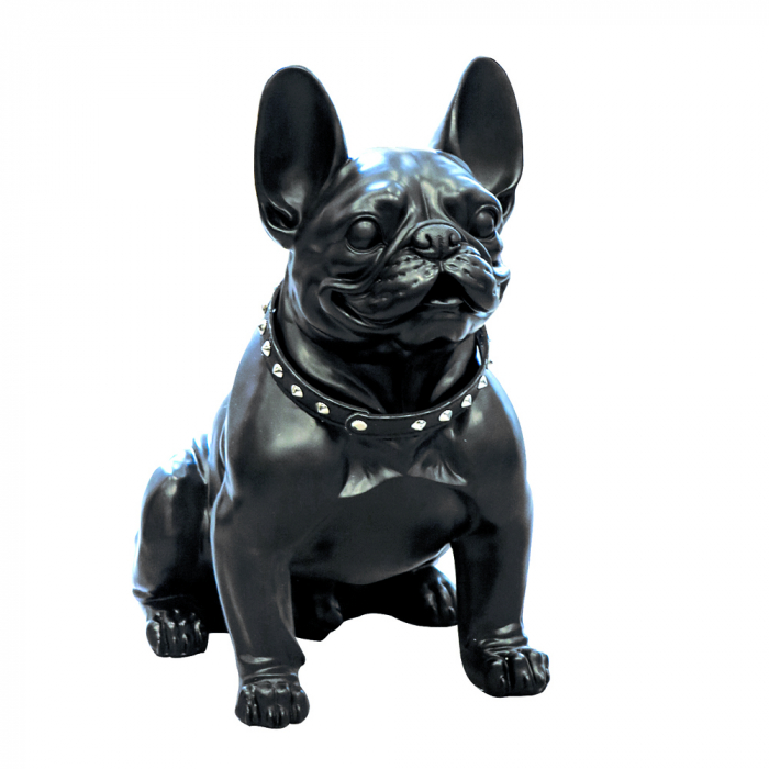 Decoratiune Bulldog negru mat, rasina, inaltime 42,5x22x40 cm