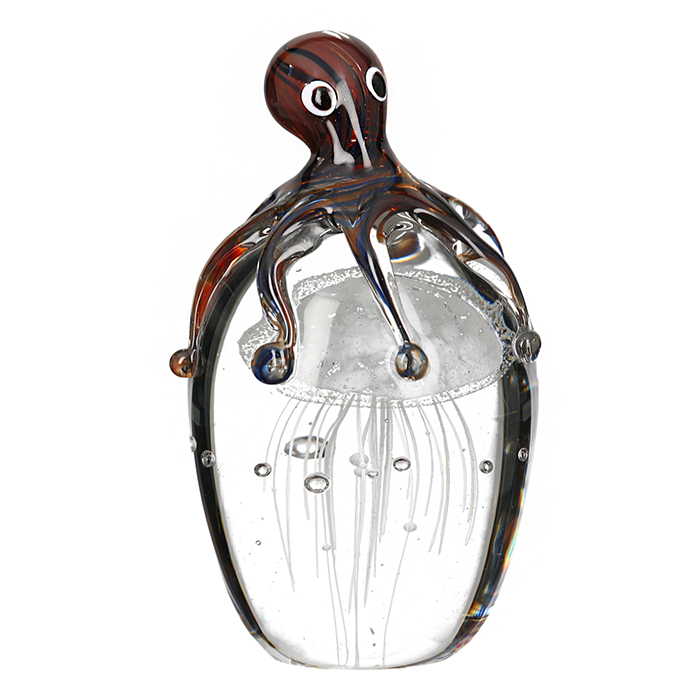 Poza Decoratiune caracatita, sticla, negru grena, 13x7 cm