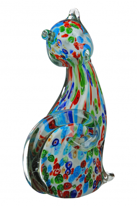 Decoratiune Cat Candy, Sticla, Multicolor, 12x24x5 cm [5]