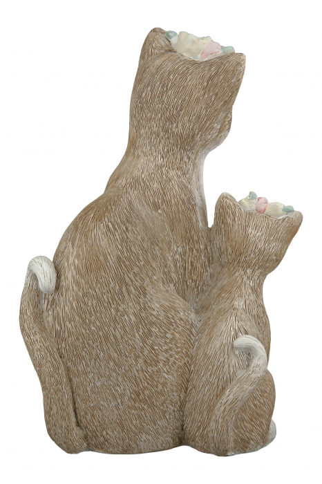 Decoratiune Cat Nala, Rasina, Maro/Alb, 11x19.5x8.5 cm [2]