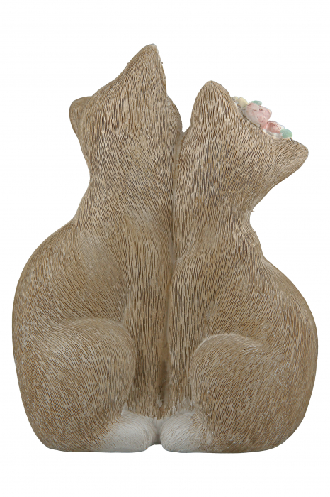 Decoratiune Cat Nala, Rasina, Maro/Alb, 15x19x8 cm [2]