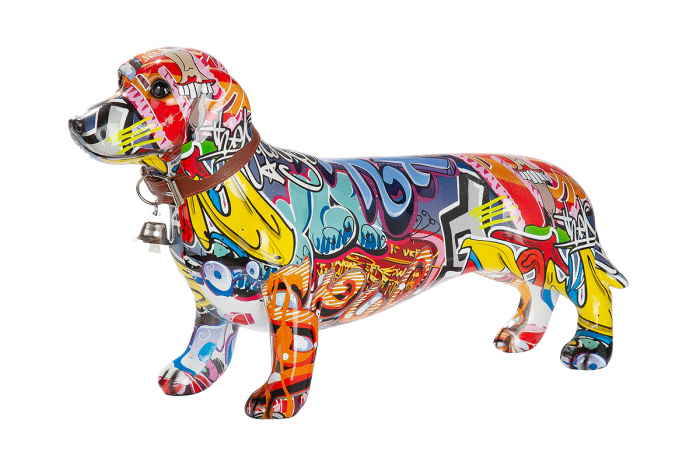 Decoratiune catel Pop art, rasina, multicolor, 36x11,5x20 cm [2]