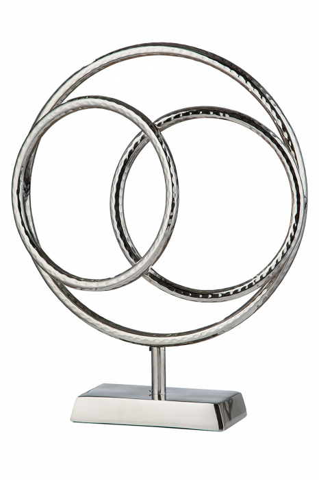 Decoratiune Circle, Aluminiu, Argintiu, 32x39x8.5 cm