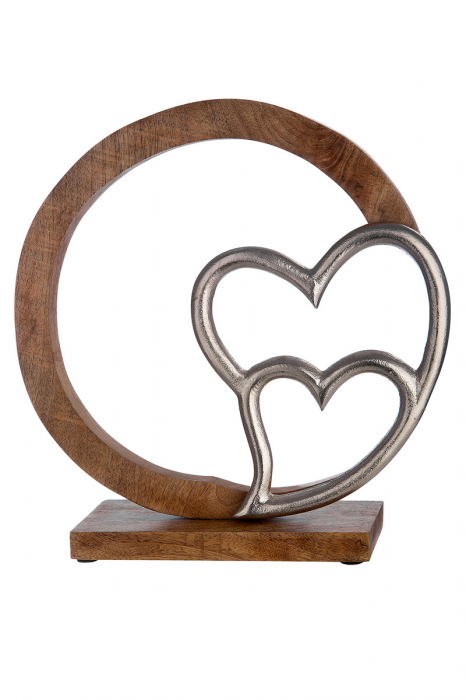 Decoratiune Circle with Hearts, Lemn, culoare, 28x28x6 cm