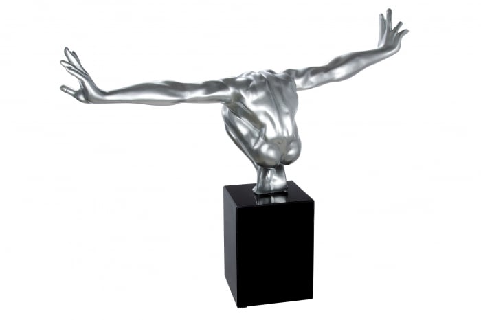 Decoratiune Cliffhanger, Rasina/Marmura, Negru/Argintiu, 75x45x21 cm [2]