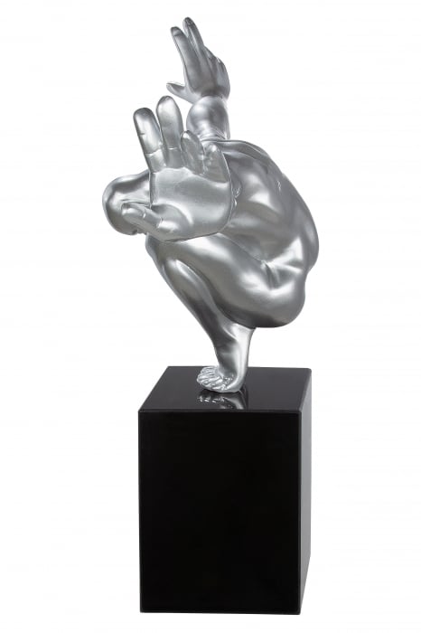 Decoratiune Cliffhanger, Rasina/Marmura, Negru/Argintiu, 75x45x21 cm [3]