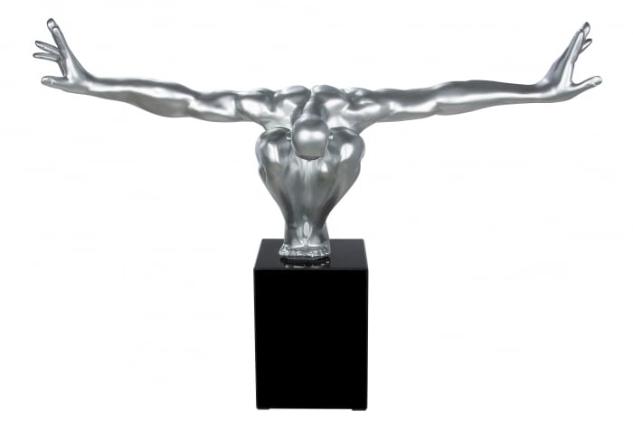 Decoratiune Cliffhanger, Rasina/Marmura, Negru/Argintiu, 75x45x21 cm [5]