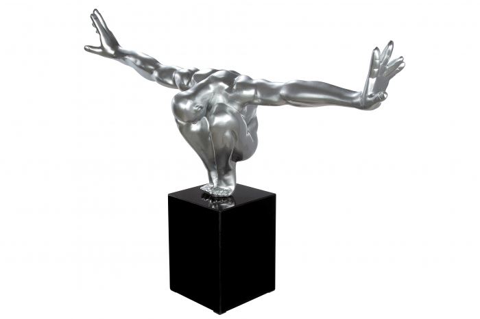 Decoratiune Cliffhanger, Rasina/Marmura, Negru/Argintiu, 75x45x21 cm [4]