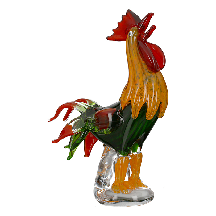 Decoratiune Cock, multicolor, sticla, 34x25x11 cm