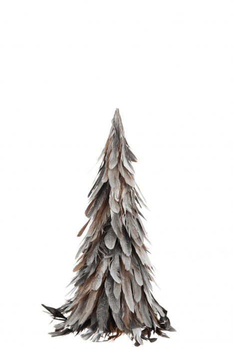 Decoratiune con, Pene, Argintiu, 18x18x41 cm Jolipa