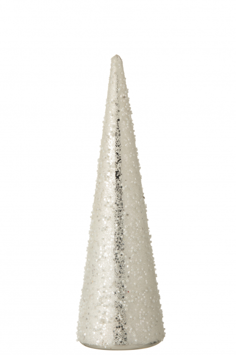 Decoratiune con, Sticla, Argintiu, 9.5x9.5x30 cm