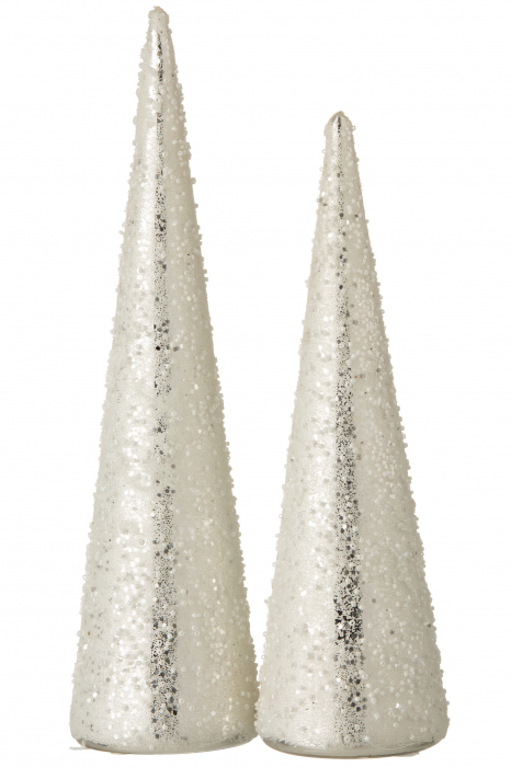 Decoratiune con, Sticla, Argintiu, 9.5x9.5x35.5 cm [2]