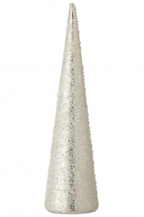 Decoratiune con, Sticla, Argintiu, 9.5x9.5x35.5 cm