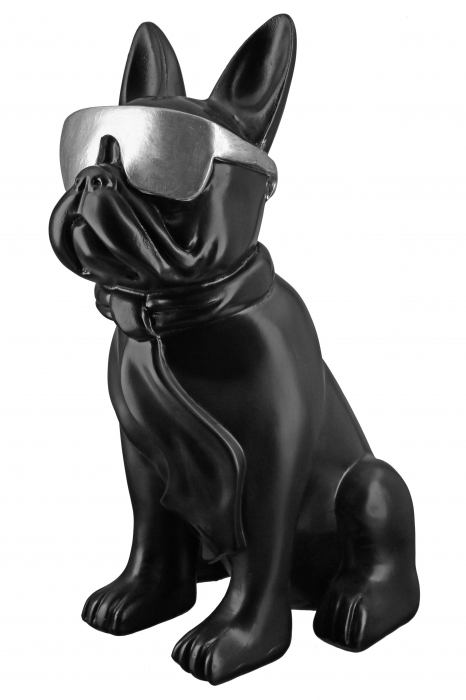 Decoratiune Cool Dog, Rasina, Argintiu/Negru, 18x35x22 cm [4]