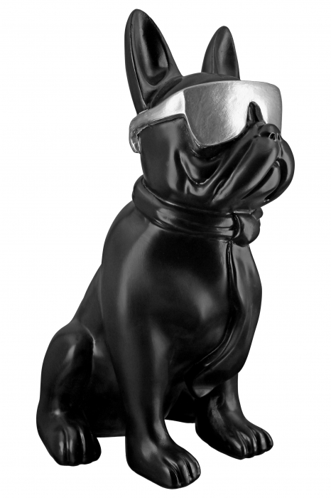 Decoratiune Cool Dog, Rasina, Argintiu/Negru, 18x35x22 cm [2]