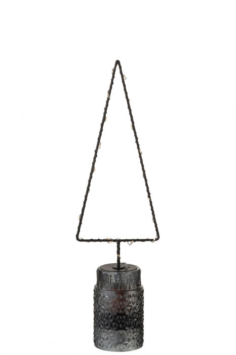 Decoratiune Craciun LED, Metal, Negru, 10x6x35 cm