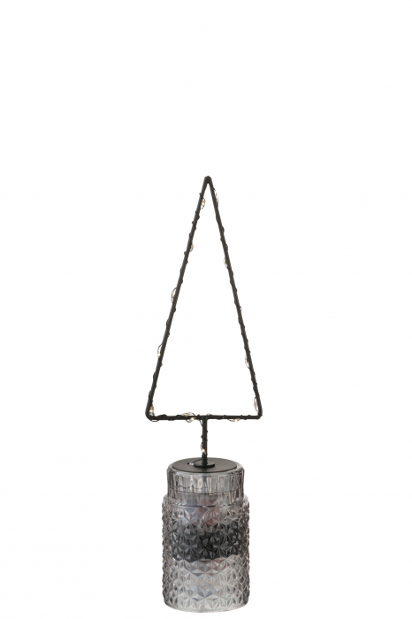 Decoratiune Craciun LED, Metal, Negru, 8x6x30 cm