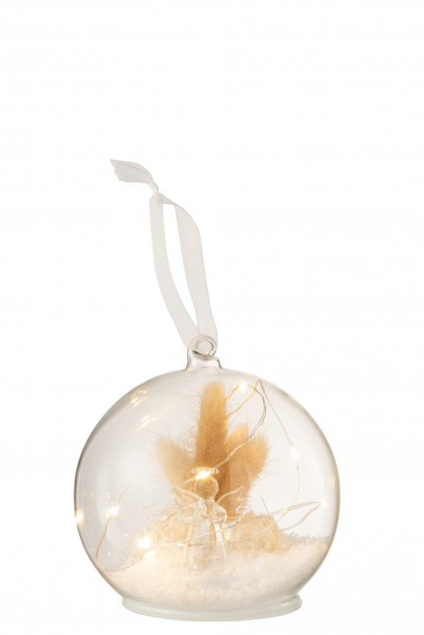 Decoratiune Craciun LED, Sticla, Alb , 12x12x12 cm [2]