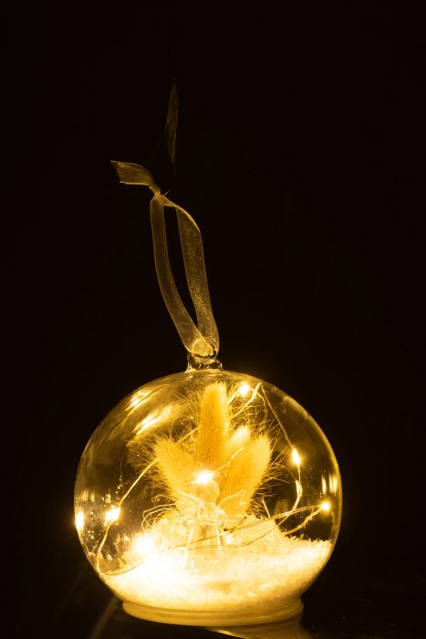 Decoratiune Craciun LED, Sticla, Alb , 12x12x12 cm [3]