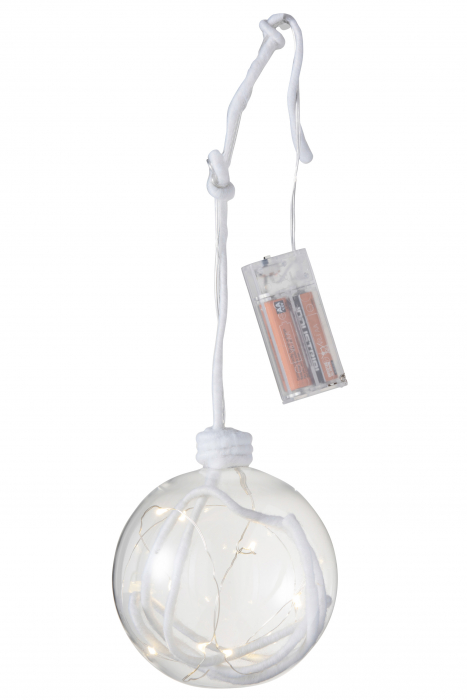 Decoratiune Craciun LED, Sticla, Alb, 12x12x12 cm [2]