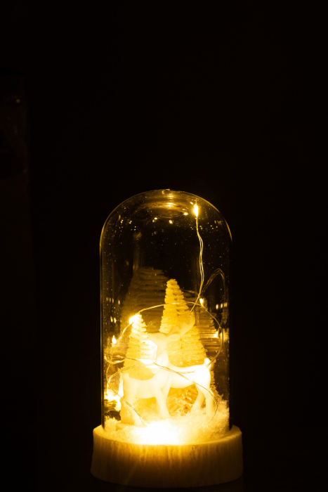 Decoratiune Craciun LED, Sticla, Alb , 9x9x17 cm [3]