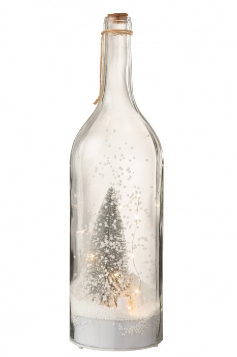 Decoratiune Craciun LED, Sticla, Argintiu, 12.5x12.5x44.5 cm [2]