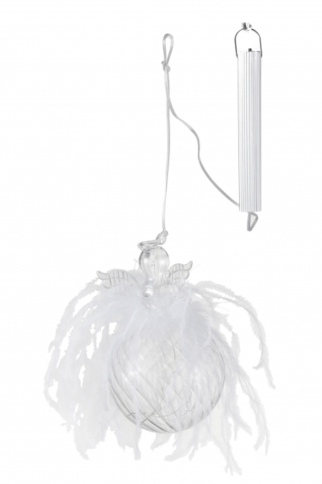 Decoratiune Craciun LED, Sticla, Transparent, 10x10x16 cm