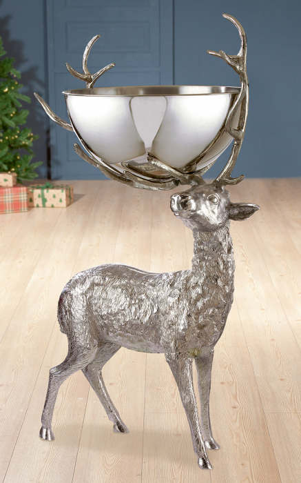 Decoratiune cu bol de servire DEER, aluminiu, 79x122 cm