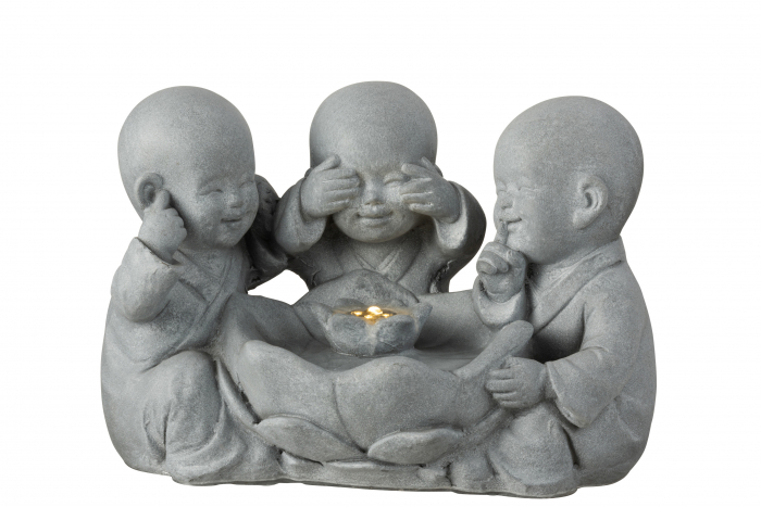 Decoratiune cu suport lumanare Monk, Ceramica, Gri, 40x25.5x27.5 cm [2]