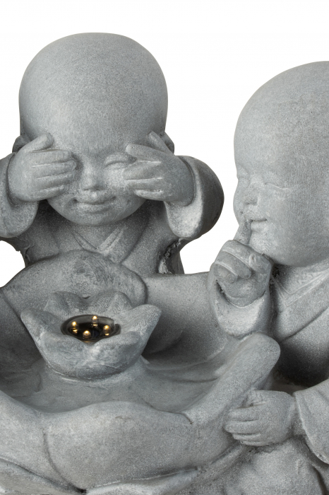 Decoratiune cu suport lumanare Monk, Ceramica, Gri, 40x25.5x27.5 cm [4]