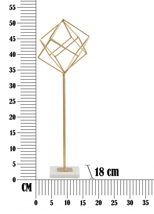 Decoratiune Cube, Fier/Marmura, Auriu/Alb, 52,5x16x18 cm [6]