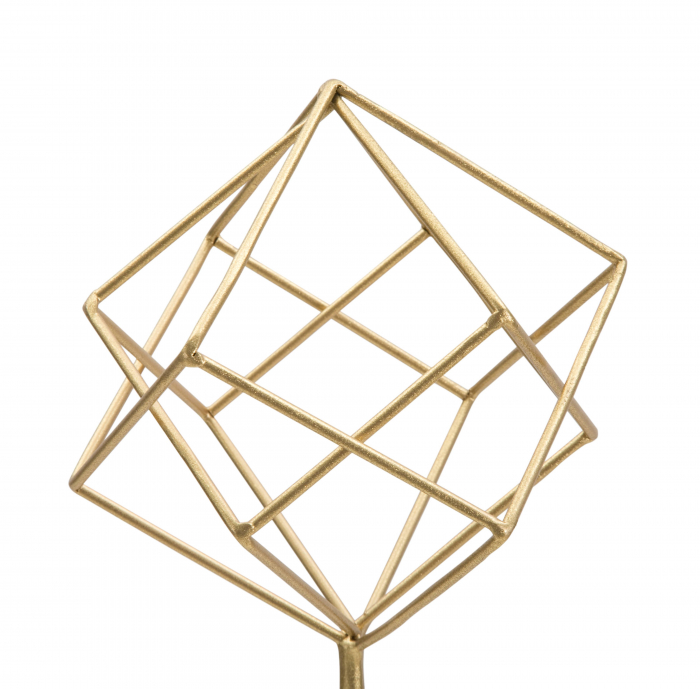 Decoratiune Cube, Fier/Marmura, Auriu/Alb, 52,5x16x18 cm [4]