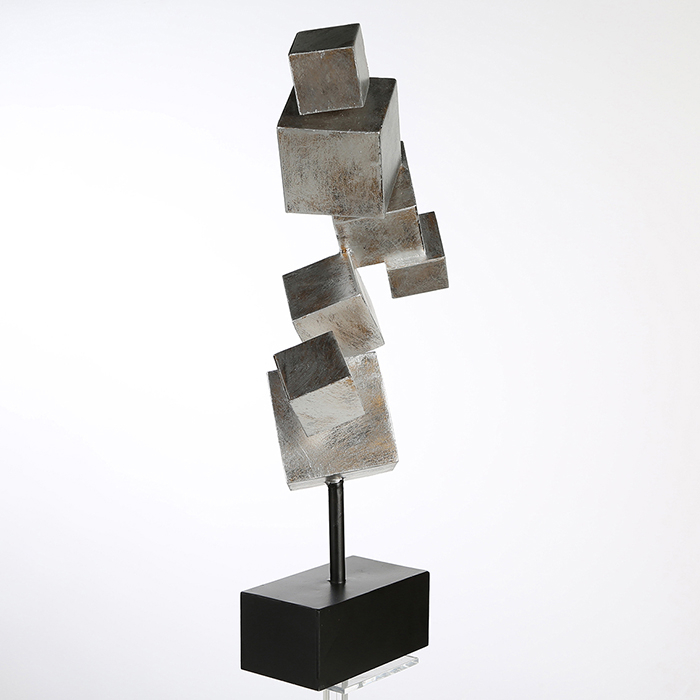 Decoratiune Cubes, metal, argintiu/negru, 14x27x56 cm [3]