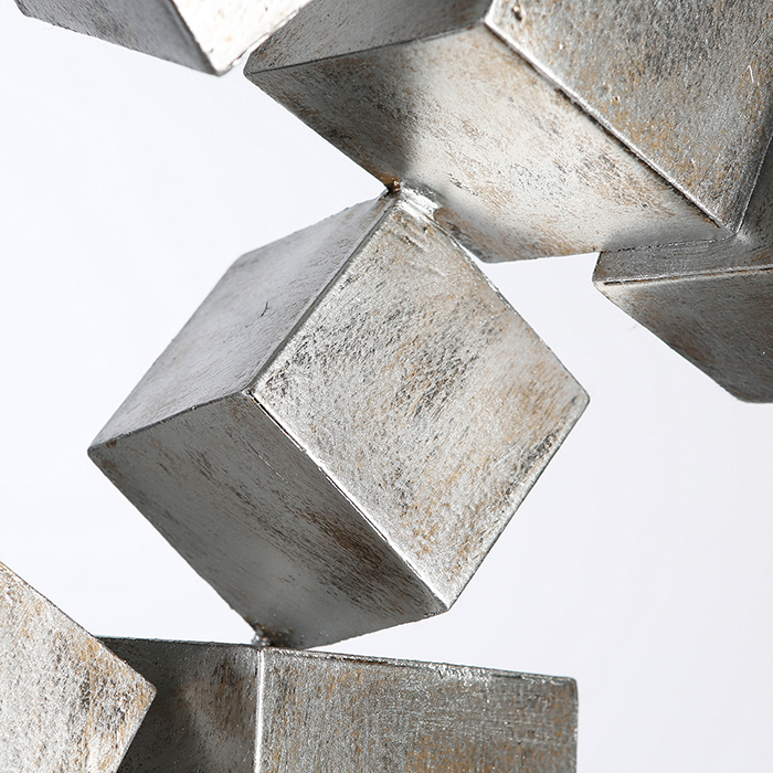 Decoratiune Cubes, metal, argintiu/negru, 14x27x56 cm [4]