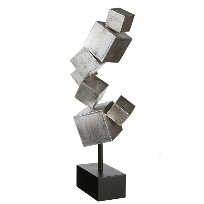 Decoratiune Cubes, metal, argintiu/negru, 14x27x56 cm [2]