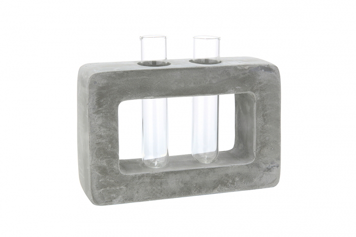 Decoratiune Cubus, ciment sticla, gri, 15x3,5x10 cm